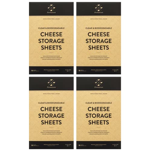 Formaticum Cheese Storage Sheets - Cheese Saver from France- Professional Earth Friendly Transparent Cheese Wrap - Cheese Sheet Savers of wood-based cellulose fibers - Clear 60 Sheets with 9" x 12" - size: 60 Sheets (4 Boxes)