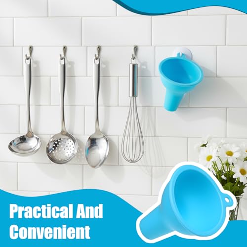 6 Pcs Silicone Kitchen Funnel Set, Wide Mouth Funnel Flexible Canning Silicone Funnels for Filling Bottles Oil Water Home Restaurant Jars Cans, 3.2 x 1 Inch (Multi Color)