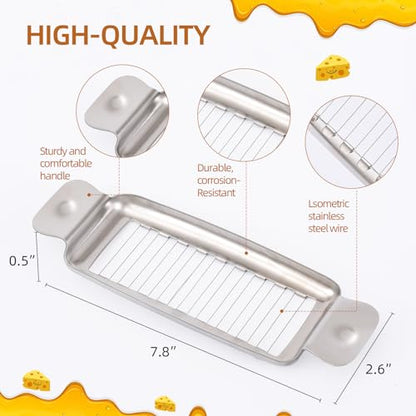Stainless Steel Butter & Cheese Slicer – 18 Wire Cutter for Perfect 1/4" Slices, Ergonomic Handle, Dishwasher Safe for Butter, Cheese & Soft Foods