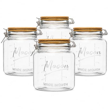 kitchentoolz 64 oz Mason Jars Wide Mouth with Airtight Lids – Set of 4 Half Gallon Glass Jar with Lid – Large Mason Jars with Lids for Kitchen Pantry, Storage, and Canning - size: 4-pack