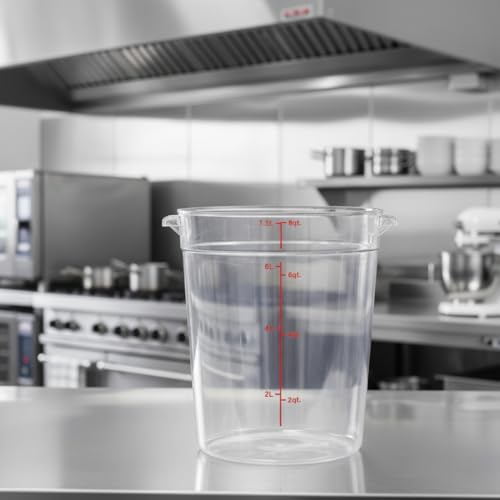 TrueCraftware- 8 Quart Clear Round Food Storage Container Polycarbonate- Commercial Reusable Food Container Canister with Measurement Markings for Meal Prep Pantry Kitchen - size: 8 Quart