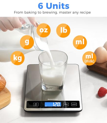 Food Scale - 15kg/33lb Digital Kitchen Scale with Full-View LCD Display, Grams and Ounces, Easy Clean Stainless Steel, 6 Units with Tare Function, Precise for Baking, Cooking & Meal Prep, Black - color: Non-Rechargeable-Black