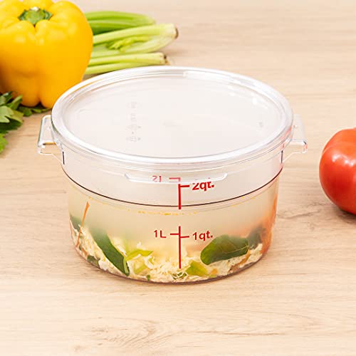 Restaurantware Met Lux 2 Quart Food Storage Containers 10 Round Commercial Storage Containers - Lids Sold Separately With Volume Markers Clear Plastic Food Prep Buckets Space-Saving Storage - size: 2 qt, style: 10 Count