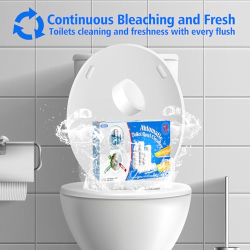 USKICH Toilet Bowl Cleaner - 80 PACK, Household Automatic Toilet Bowl Cleaners with Bleach, Bathroom Toilet Tank Cleaners Tablets with Sustained-Release Technology for Against Tough Stains - size: 1 Count (Pack of 80)