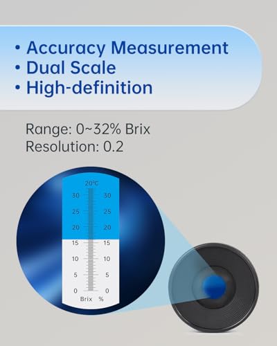 LOHAND Brix Refractometer with Automatic Temperature Compensation(ATC), Precision Measuring Sugar Content for Wine/Fruit/Drink, Sugar Refractometer, Range:0-32% - size: 0-32%Brix