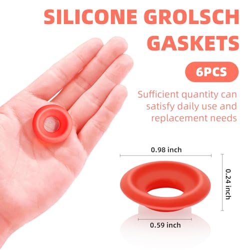 6 PCS Silicone Bottle Cap Gaskets, Replacement Seals for Flip Top Bottles, Flexible & Durable, Easy to Install, Reusable, Red Half Cover Design - color: Red half cover design