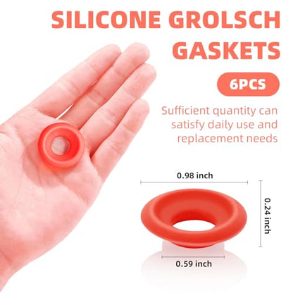 6 PCS Silicone Bottle Cap Gaskets, Replacement Seals for Flip Top Bottles, Flexible & Durable, Easy to Install, Reusable, Red Half Cover Design - color: Red half cover design