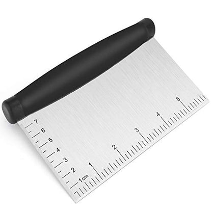 UUBAAR Bench Scraper & Chopper - 6 Inch Stainless Steel Dough Cutter with Contoured Grip, Multi-Purpose Kitchen Tool for Baking Cooking, Food Scraper Chopper & Pastry Knife