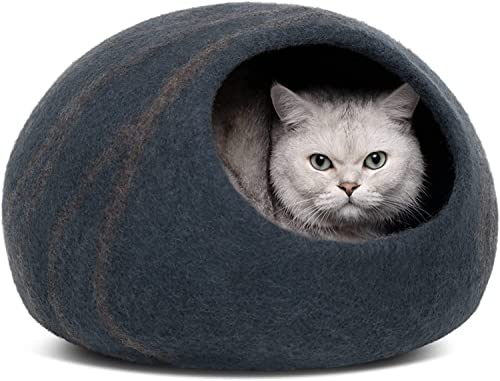 MEOWFIA Cat Cave – Premium Felt Cat Bed Enclosure for Indoor Cats, Handmade Merino Wool (Slate Grey, Large) - color: Slate Gray, size: Large
