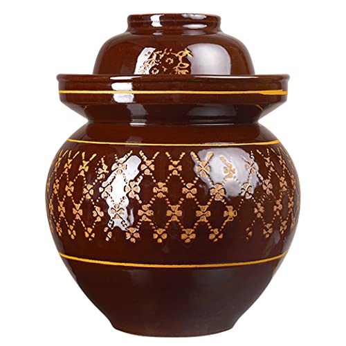 ZHOUXIAO Pickle Jar Ceramic Jar with Lid,Traditional Chinese Fermentation Kit Crock with Water Seal Airlock Lid, Fermentation Jar for Pickles,Kimchi,Sauerkraut,Kombucha Jar 4KG