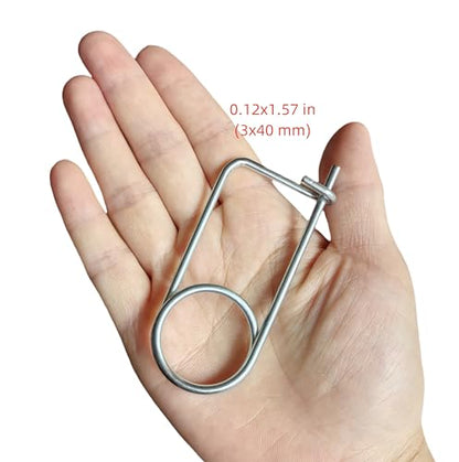 Steel Brooch Shape Open Safety pin Spring pin, Quick Lock line Lock pin Locking Fasteners for Farm Lawn Garden Hooks (0.12x1.57 in(3x40 mm)-8Pcs) - size: 0.12x1.57 in(3x40 mm)-8Pcs