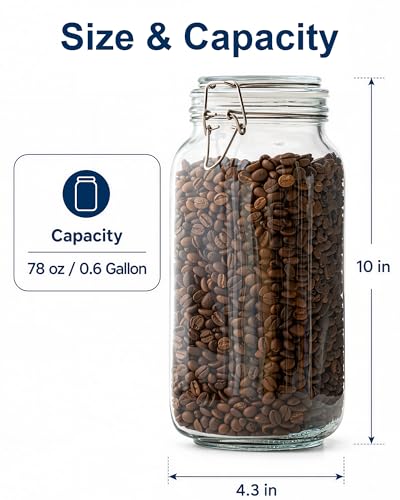 OneDream 78oz Glass Jars with Airtight Lid, 3 Pack Large Glass Storage Jars, Square Canisters for Pantry, Wide Mouth Glass Food Storage Containers for Flour, Sugar, Cereal, Pasta