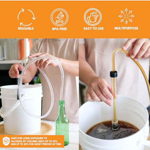 FastRack Auto Clamp 1/2" Gravity Filler w/ 6.5' ft Hose Siphoning Kit w/Food Grade BPA Free Plastic, Tubing for Beer or Wine, Carboy Bottle Filling, Clear