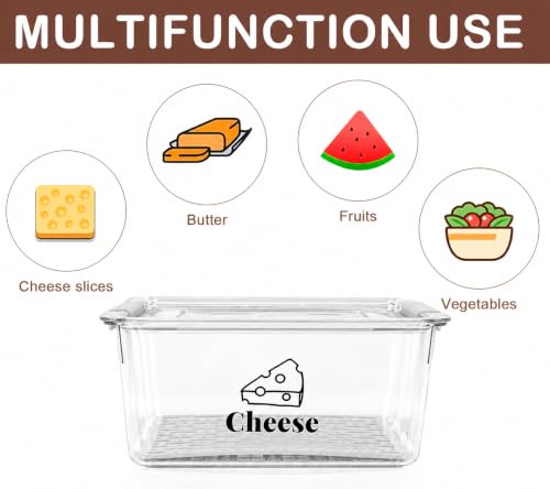 Cheese Container Airtight with Draining Basket Cream Cheese Sliced Cheeses Box with Lid Saver for Fridge Cheeses Keeper Cream Block Shredded Storage Box Saver (Clear) - color: Clear