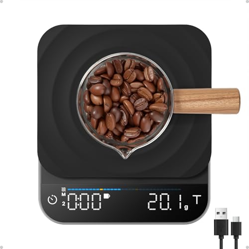 RENPHO Espresso Scale with Timer, Rechargeable Coffee Scale with Flow Rate Indicator, 0.1g Accurate Coffee Been Scale for Pour-Over, Gift for Coffee Lover, Calibarista, 3kg - color: Black-coffee scale