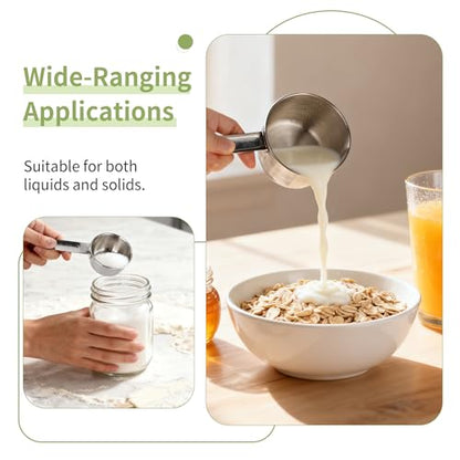-BINGBING- Measuring Cups of 4, Stainless Steel Measuring Cups, Stackable | Stainless Steel Cups with Metal Handle for Dry and Liquid Ingredients, Ideal for Cooking & Baking