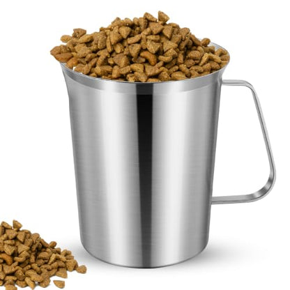 2 Cup Dog Food Scoop,Stainless Steel Measuring Cup,Pet Food Measuring Scoop for Dogs, Cats, Birds and Small Pets,Kitchen use-Ideal for Dry Food & Treats (2 CUP) - size: 2 CUP
