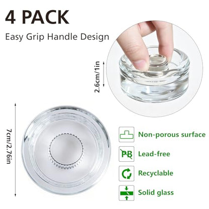 4 Pack Fermenting Weights for Wide Mouth Mason Jars,Glass Fermentation Weight with Easy Grip Handle,Pickling Weights for Sourkrout Kraut,Kimchi - style: Striped