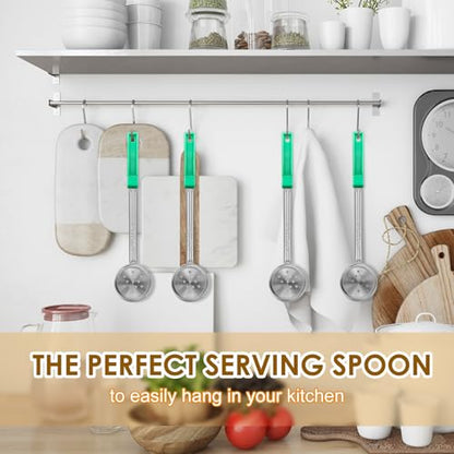 4 Ounce Stainless Steel Perforated Portion Control Ladle Spoon - 4Pcs Pizza Sauce Serving Spoons Portion Ladle for Sauces, Perfect for Weight Watchers, Buffets, Parties - style: Perforated
