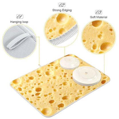 Yellow Cheese Texture Dish mat Counter mats for Kitchen 18 x 24 tapete para cocina