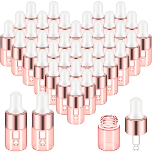 Didaey 100 Pcs 1/2/3/5/10/15 ml Mini Glass Oil Dropper Bottle Bulk, Clear Essential Small Empty Bottles Sample Containers Perfume Liquid Vials with Cap for Traveling (2 ml,Blush Pink) - color: Blush Pink, size: 2 ml