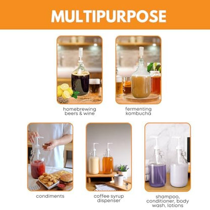 Fastrack 8-Pack 1 Gallon Glass Jug (128 oz) WITHOUT CAPS – Multipurpose 1 Gallon Jug, & Detergent Dispenser for Laundry, Glass jug for Liquids, Water & Juice