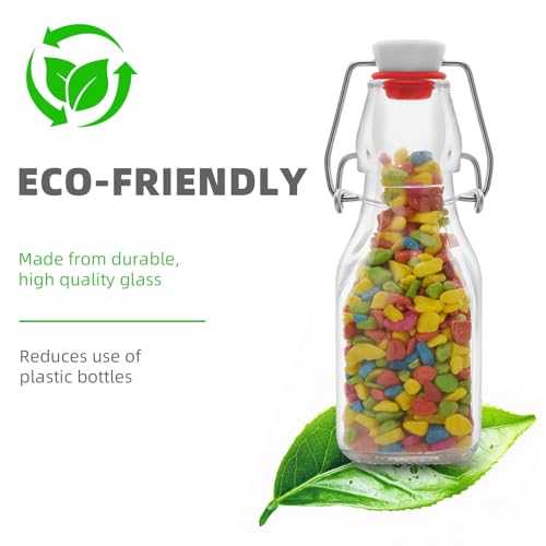 1Pc (4oz square red lid) clear Swing Top Brewing Bottles with Leak Proof Easy Caps, Glass Beer Bottle Flip Top Bottles For Kombucha, Kefir, Vanilla Extract, Beer (4oz square red lid)