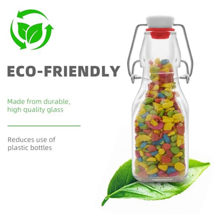 1Pc (4oz square red lid) clear Swing Top Brewing Bottles with Leak Proof Easy Caps, Glass Beer Bottle Flip Top Bottles For Kombucha, Kefir, Vanilla Extract, Beer (4oz square red lid)