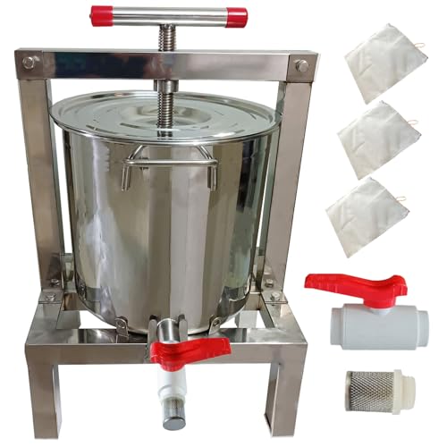 Honey Press Extractor Wax Machine Stainless Steel Honey Press Beeswax Machine Manual Large Bee Honey Presser Fruit Wine Press For Honey Wine Juice Vegetables Olive Oil Making