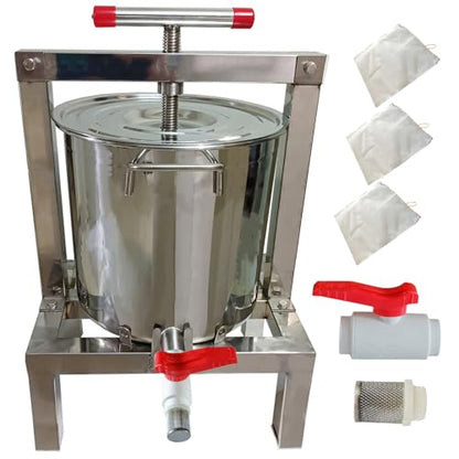 Honey Press Extractor Wax Machine Stainless Steel Honey Press Beeswax Machine Manual Large Bee Honey Presser Fruit Wine Press For Honey Wine Juice Vegetables Olive Oil Making