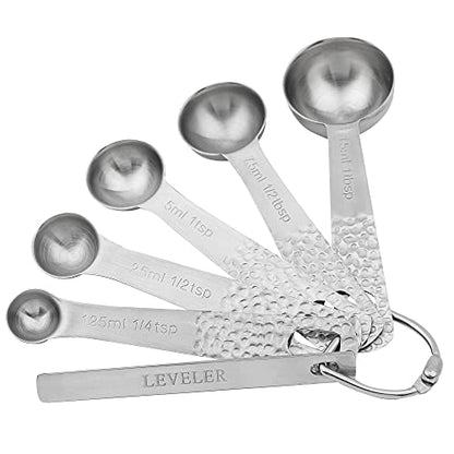 18/8 Stainless Steel Measuring Cups and Spoons Set 10 for Baking & Kitchen, Metric & US Metal 4 Measuring Cups and 5 Measuring Spoons with 1 Leveler - color: Siliver, size: B: Set of 10