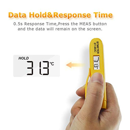 Mini Digital Infrared Thermometer - BTMETER BT-960C Temperature Pen with Pocket Clip Instant Read to 527℉ Auto Off for Meat Candy Cooking Food Grill Kitchen BBQ Candy Wine(NOT for Human Temp) - color: BT-960C 1 PACK (Yellow)