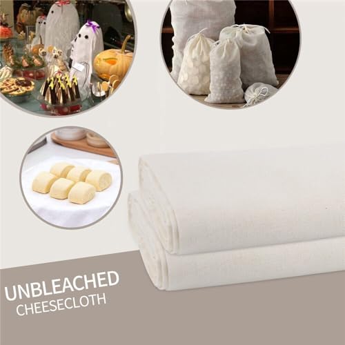 20 yards Bulk Ivory Cheesecloth for Straining 100% Cotton Muslin Cheese Cloth for Cooking, Decoration, Table Runner 180 Sq.Ft. (Grade 100 Fine Weave)