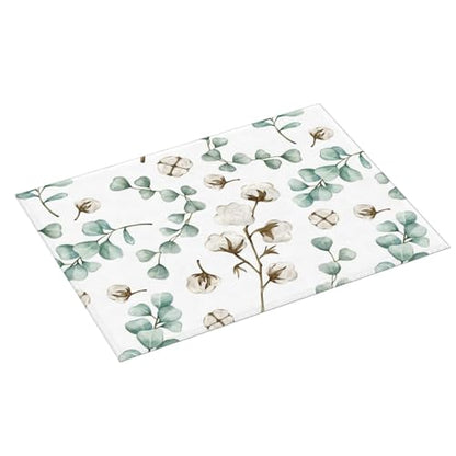 Green Plants Dish Drying Mat for Kitchen Counter Spring Summer Leaves Cotton Plant Microfiber Absorbent Dish Draining Reusable Washable Foldable Extra Large 18"x24" - color: Eucalyptus Leaves Cotton Plant