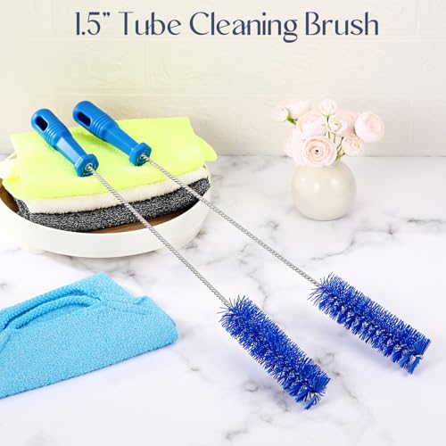Baderke 2 Pieces Drain Brush Pipe Cleaning Tube Brushes 19.7 Inch Plastic Shower Pipe Flexible Cleaning Tool(Blue,19.7 x 1.5 Inch) - color: Blue, size: 19.7 x 1.5 Inch