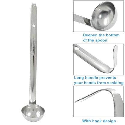 Piutouyar 3 Pcs 1 oz Soup Ladle Set, Stainless Steel Ladle with Long Hooked Handles Kitchen Cooking Serving Ladle Accessories for Cooking Soup Sauce Stews - size: 1 oz