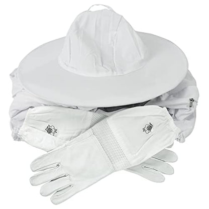 Luwint Kids Beekeeping Jacket and Gloves, Ventilated Veil Bee Suit for Kids Protective Pull Over Beekeeper Jacket with Goatskin Beekeeping Gloves for Kids (4'4''-4'11'' Height) - style: 4'4''-4'11'' Height