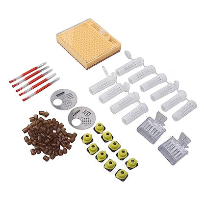 Aramox Queen Bee Rearing Box Plastic Queen Rearing Kit with 110 Cell Cups and 10 Cups Direct Egg Laying System for Beekeepers Breeding Frame Use