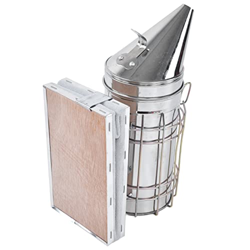 8 Piece Beekeeping Kit with Smoker, Bee Brush, Scraper, Frame Clip, Wire Embedder, Queen Cage, Uncapping Tool, and Marking Bottle for Hive Inspection and Honey Harvesting