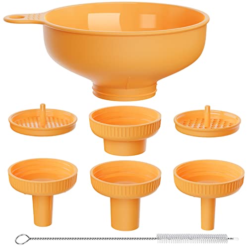 Wide Mouth Kitchen Funnel, Food Grade Plastic Cooking Canning Funnel with 4 Sizes Spouts for Filling Wide and Regular Mason Jars, Spray Dropper Oil Bottle Jug Spices Shampoo Sauce