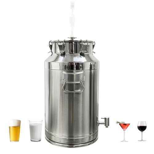 INTBUYING 16 Gal Wine Fermentation Tank 304 Stainless Steel Beer Brewing Fermentation Tanks with Exhaust Pipe Sealing Lock Fastener for Beer Wine Yogurt Milk Juice - size: 16gal
