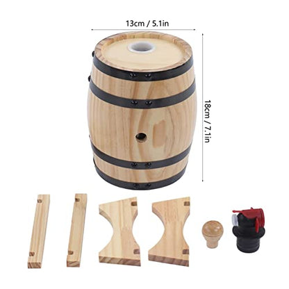 0.26 Gallon Whiskey Aging Barrel with Faucet - Pine Wood Wine Storage Keg for Bourbon, Brandy, Tequila | Large Capacity Retro Dispenser with Bracket | Home Bar, Catering, BBQ Accessory(1L) - size: 1L