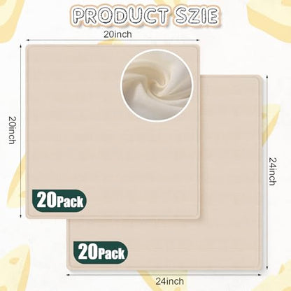 40 Pcs Cheesecloth for Straining Grade 100 Cheese Cloths Bulk 24 x 24 Inches and 20 x 20 Inches Hemmed Unbleached Cotton Muslin Cloth Reusable for Cooking Baking Juicing Cheese Making