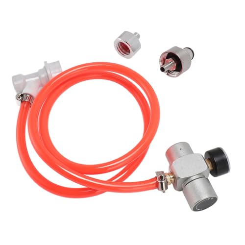 Omabeta 1PCS Mini Keg Regulator, Stainless Steel Automatic CO2 Pressure Regulator With 1m Red Hose For Homebrew Beer Coffee Soda Dispenser Outdoor Travel