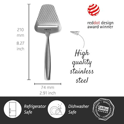 BOSKA Monaco+ Premium Cheese Slicer - Award Winning Cheese Cutter for Block Cheese, Cheddar up to Parmesan - Quilted Pattern reduces Resistance - Non-stick & Ergonomic Handheld