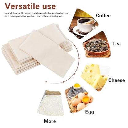 Veemoon 8 Pcs Reusable Cheese Cloths for Kitchen Straining and Filtration, Beige Gauze Material with Excellent Filtration, for Baking Mat for Pastries and Tofu Draining