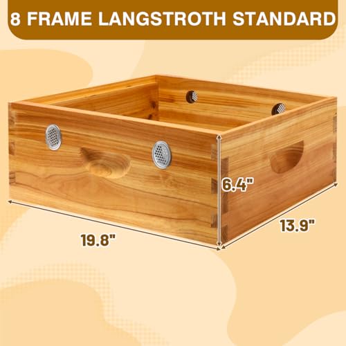 Bee Hive Winter Quilt Box Beeswaxed Coated for 8 Frame Langstroth Bee Hive, Assembled Quilt Box for Bees Winter Beekeeping Supplies