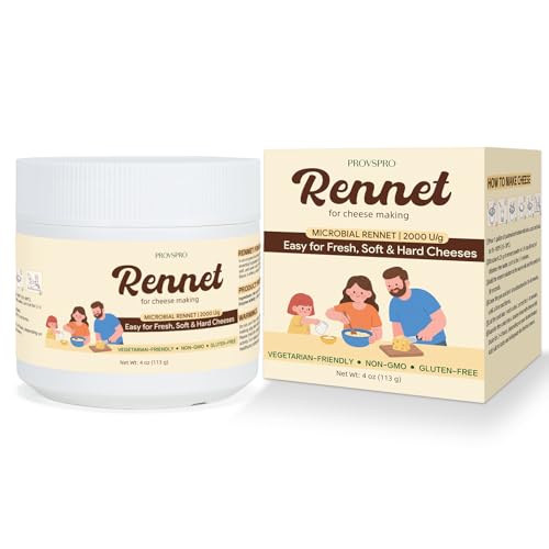 Rennet for Cheese Making, Natural Coagulant for Mozzarella, Feta, Cheddar & More, cheese making supplies Suitable for all milk types at home, Easy to Use - 4 OZ