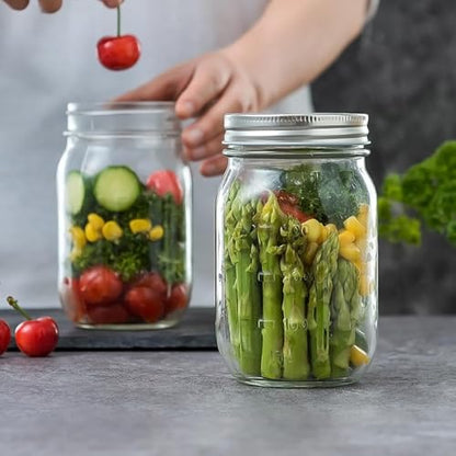Glyntrof 32 oz Mason Jars Wide Mouth with Airtight Lids, 1 Quart Glass Canning Jar for Fermenting, Pickling and Food Storage, Pack of 12 - color: 32oz-12 pcs
