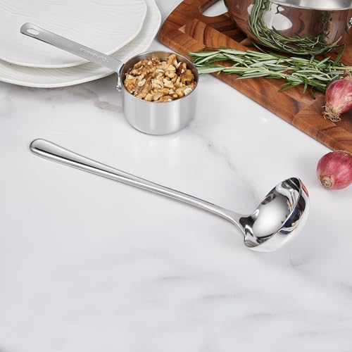 KEAWELL Premium 11" Verona Small Soup Ladle, 18/10 Stainless Steel, Heavy-Duty Construction, High-Polished Finish, Ergonomic Handle for Smooth Pouring, Dishwasher Safe (1, 11" Soup Ladle) - size: 11" Soup Ladle